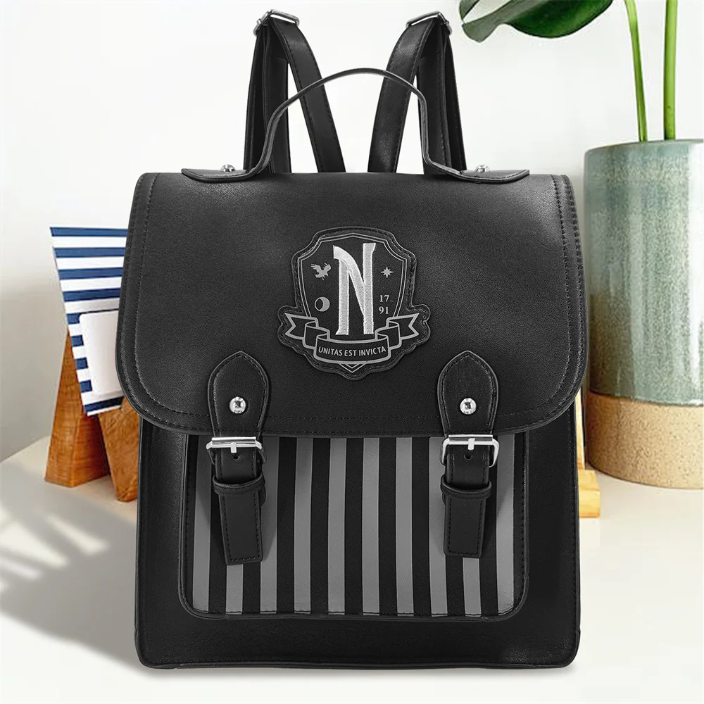 Leather Backpack Vintage - Movie Wednesday Zwarte PU lederen rugzak