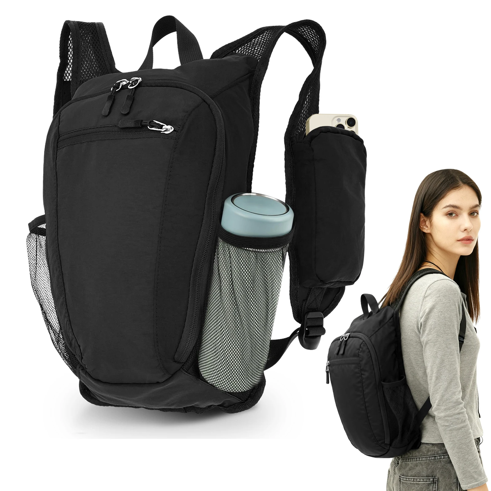 Foldable Backpack Small - 10L kleine wandelrugzak, reistas met dubbele