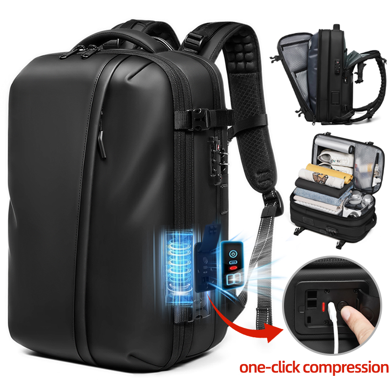 Travel Backpack Anti Theft - Reistas voor heren, één-knops startpomp vacuümcompressie,